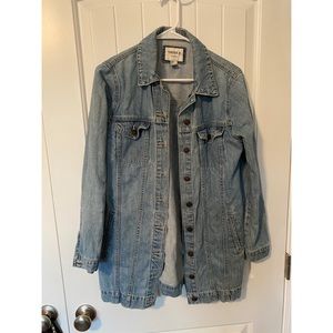 Oversized long denim jacket